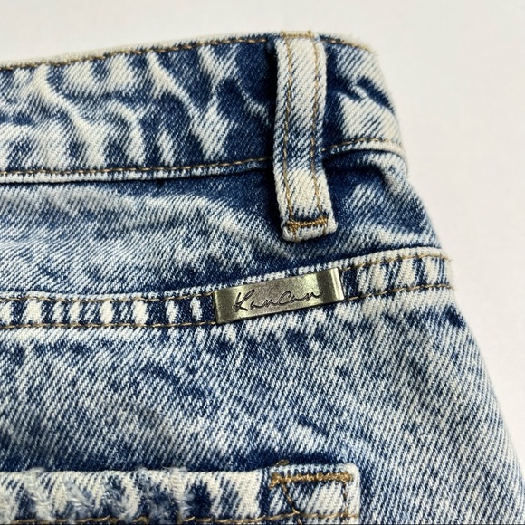 𝅺Kancan Acid Wash Super Distressed Raw Hem Boyfriend Straight Leg Blue Jeans 28 - Picture 8 of 10